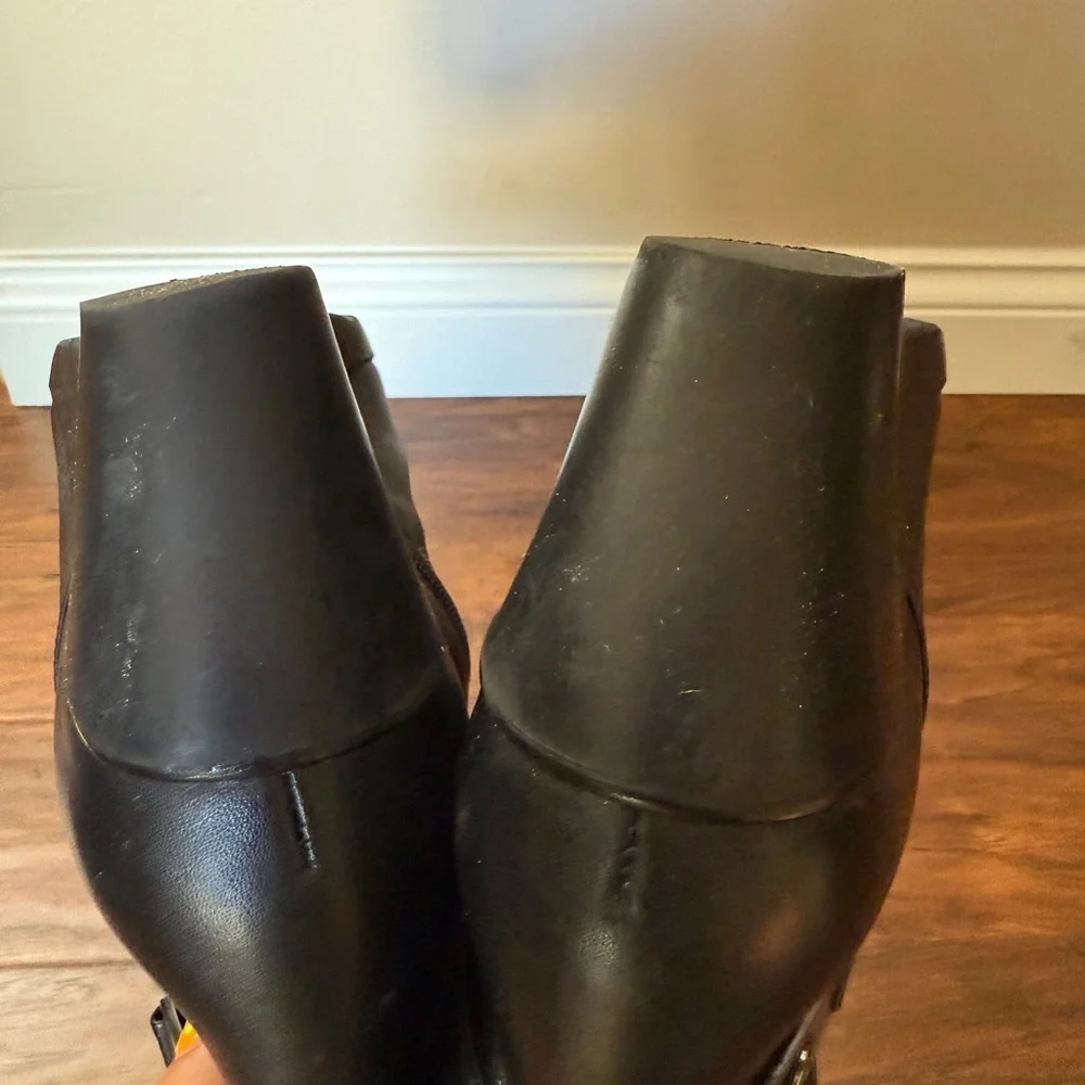 Blondo Laina Black Leather Wedge Knee-High Waterproof Boots-Size8